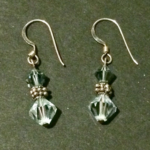 Blue Faceted Crystal Earrings - Picture 1 of 5